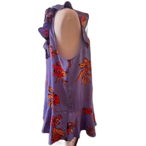 Free People Summer Bluebell Floral Tunic Top/ Dress Flouncy Boho Beach  Sz L - Picture 9 of 9